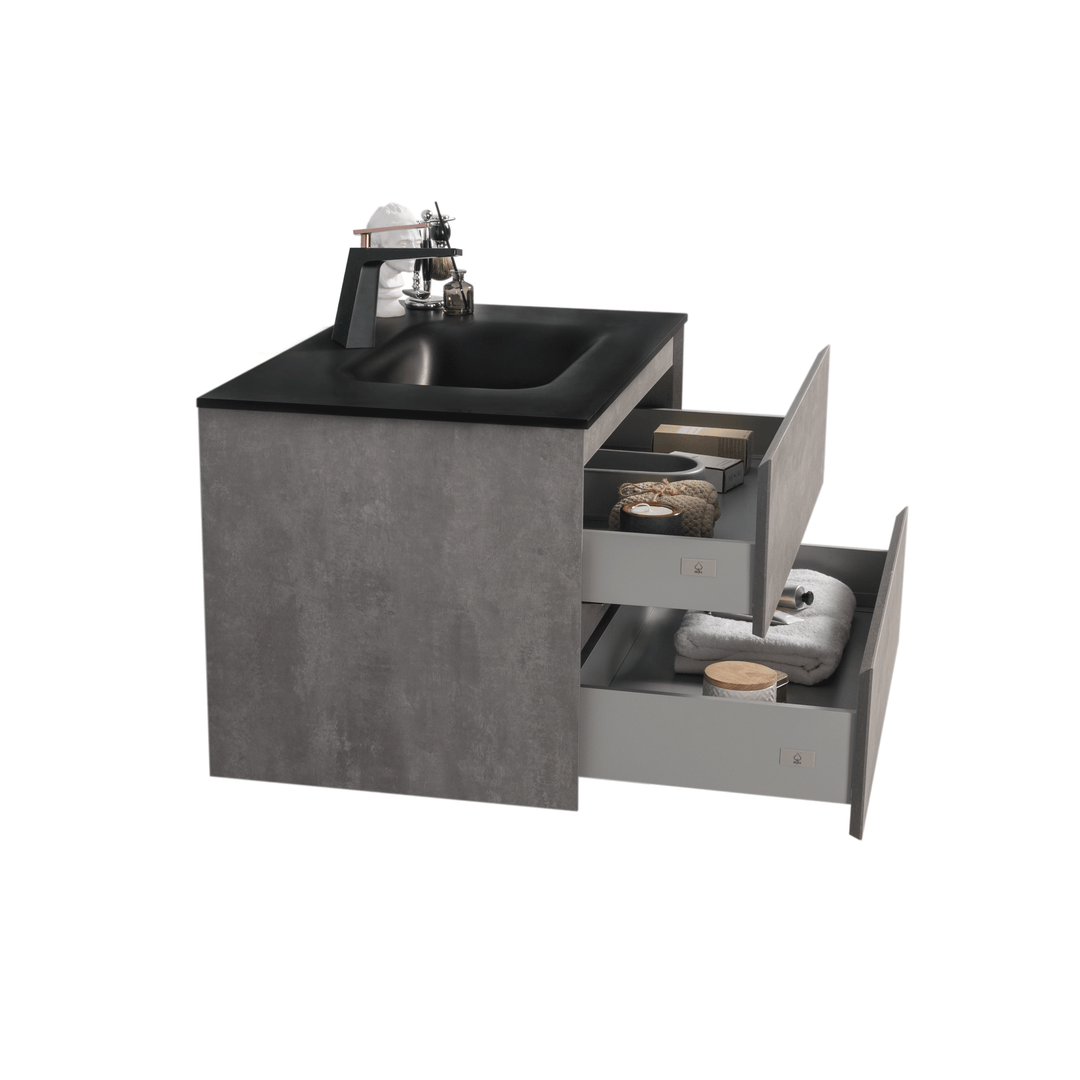 BAI 0809 Wall Hung 34-inch Bathroom Vanity in Stone Gray Finish