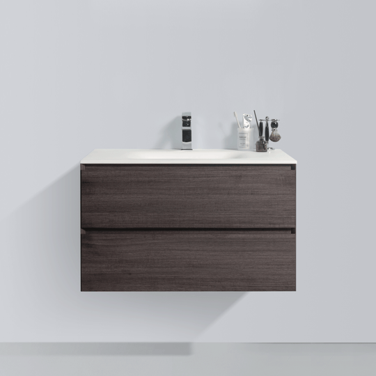 BAI 0810 Wall Hung 34-inch Bathroom Vanity in Graphite Wood Finish