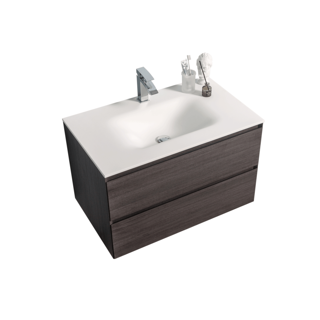 BAI 0810 Wall Hung 34-inch Bathroom Vanity in Graphite Wood Finish