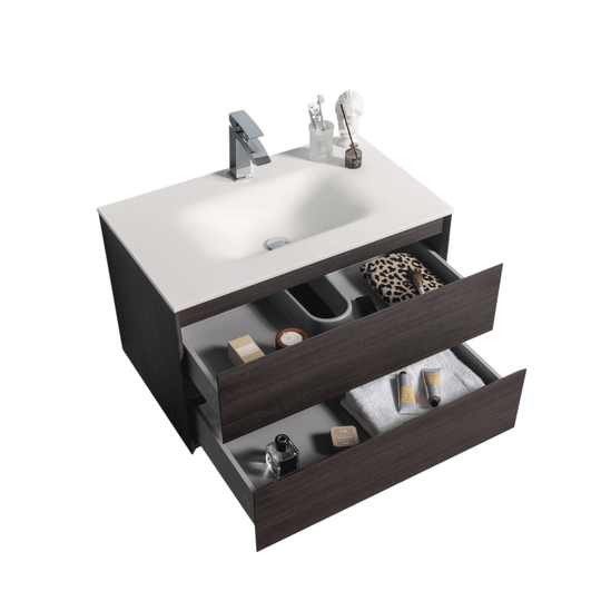 BAI 0810 Wall Hung 34-inch Bathroom Vanity in Graphite Wood Finish