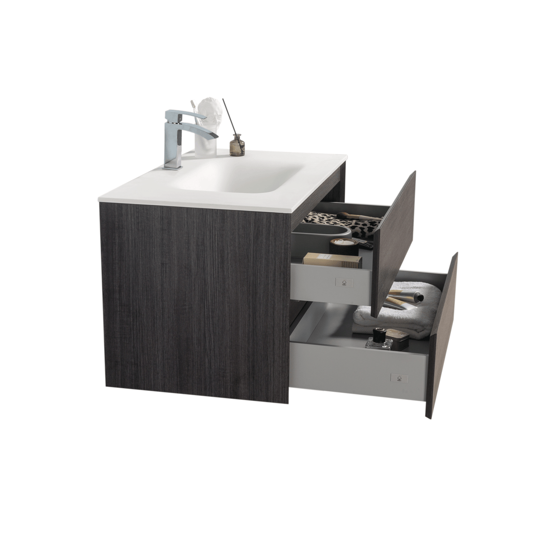 BAI 0810 Wall Hung 34-inch Bathroom Vanity in Graphite Wood Finish