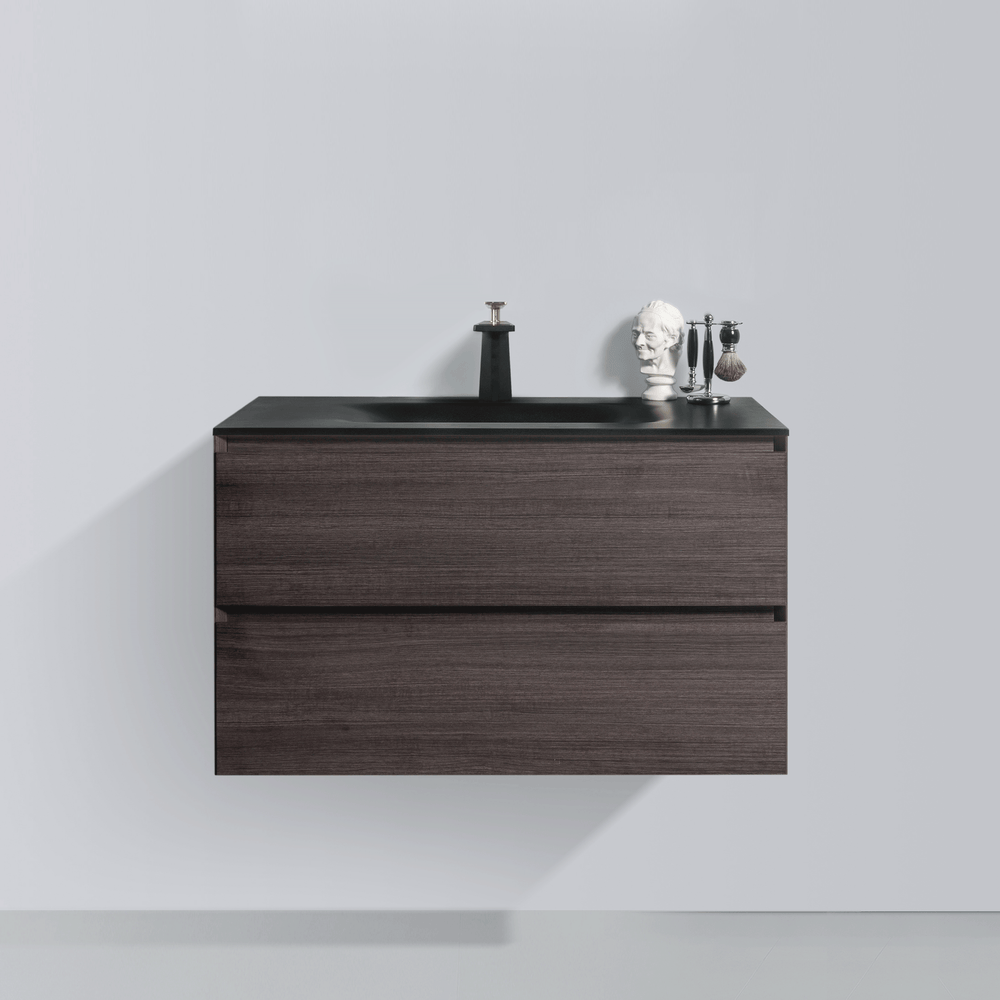 BAI 0811 Wall Hung 34-inch Bathroom Vanity in Graphite Wood Finish