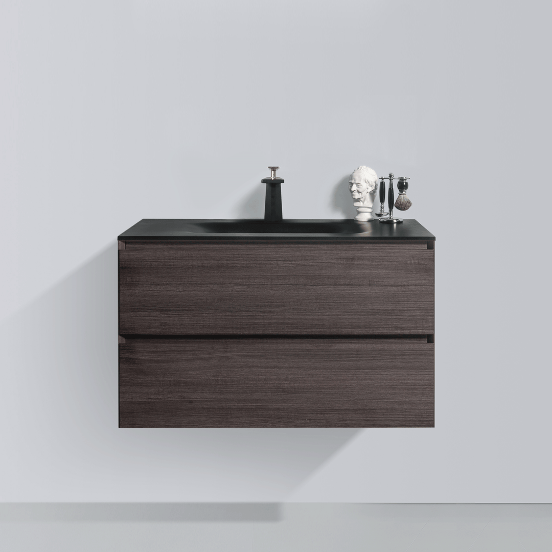 BAI 0811 Wall Hung 34-inch Bathroom Vanity in Graphite Wood Finish