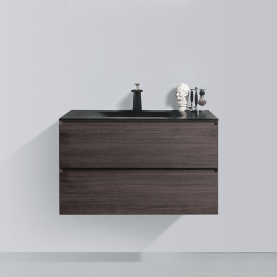BAI 0811 Wall Hung 34-inch Bathroom Vanity in Graphite Wood Finish