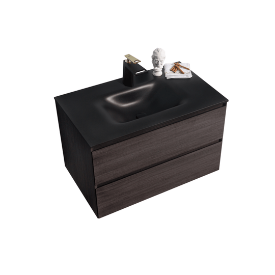 BAI 0811 Wall Hung 34-inch Bathroom Vanity in Graphite Wood Finish