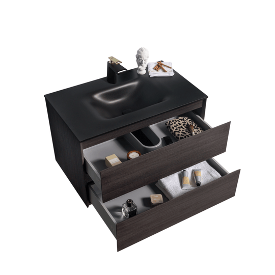 BAI 0811 Wall Hung 34-inch Bathroom Vanity in Graphite Wood Finish