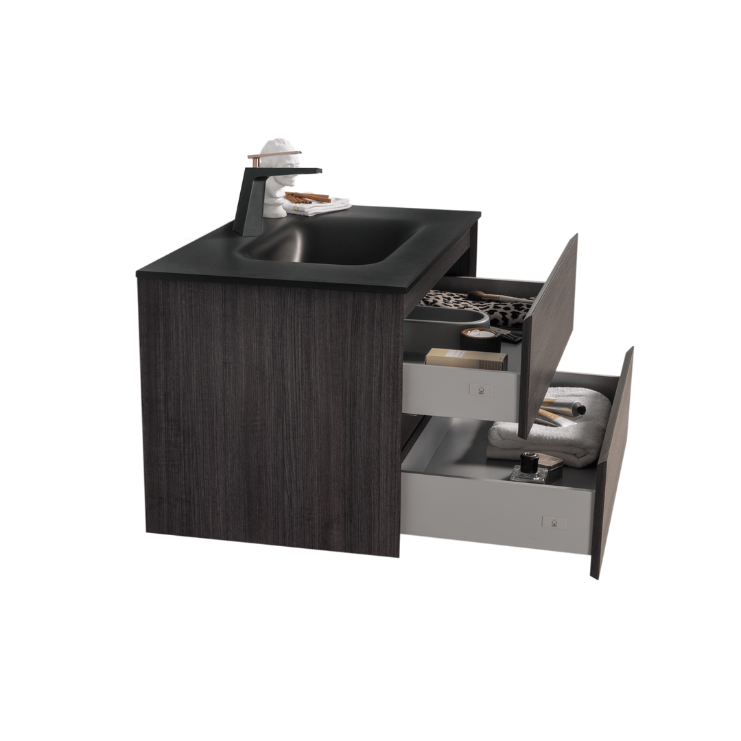 BAI 0811 Wall Hung 34-inch Bathroom Vanity in Graphite Wood Finish