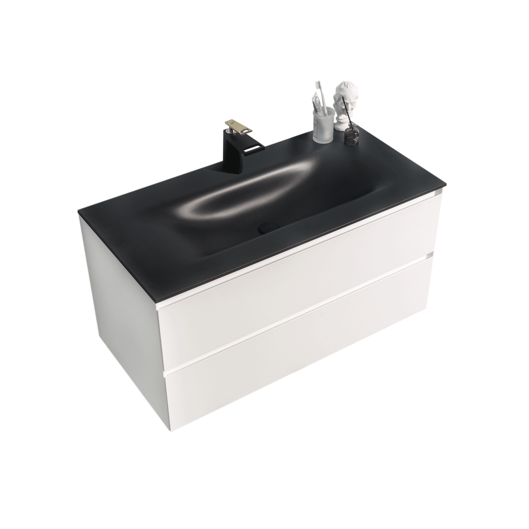 BAI 0813 Wall Hung 42-inch Bathroom Vanity in Matte White Finish