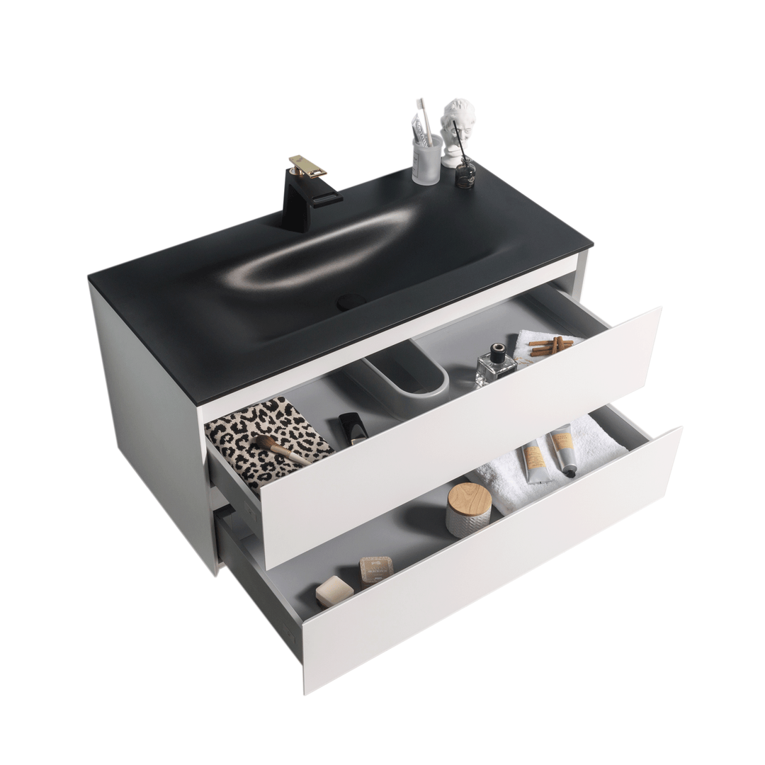 BAI 0813 Wall Hung 42-inch Bathroom Vanity in Matte White Finish