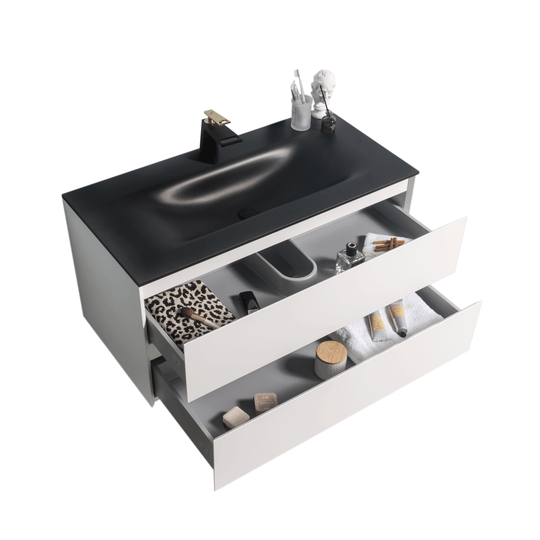 BAI 0813 Wall Hung 42-inch Bathroom Vanity in Matte White Finish