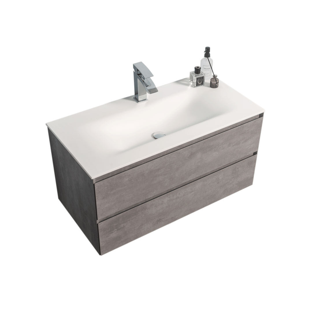 BAI 0814 Wall Hung 42-inch Bathroom Vanity in Stone Gray Finish