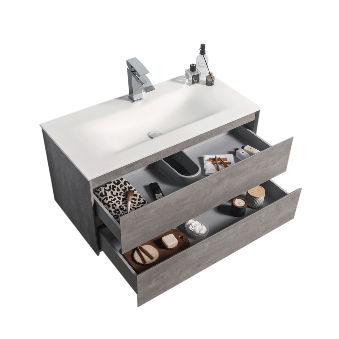 BAI 0814 Wall Hung 42-inch Bathroom Vanity in Stone Gray Finish