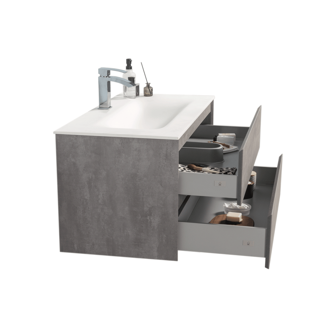 BAI 0814 Wall Hung 42-inch Bathroom Vanity in Stone Gray Finish