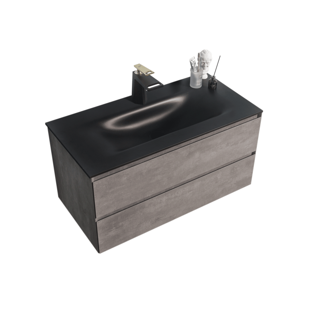 BAI 0815 Wall Hung 42-inch Bathroom Vanity in Stone Gray Finish