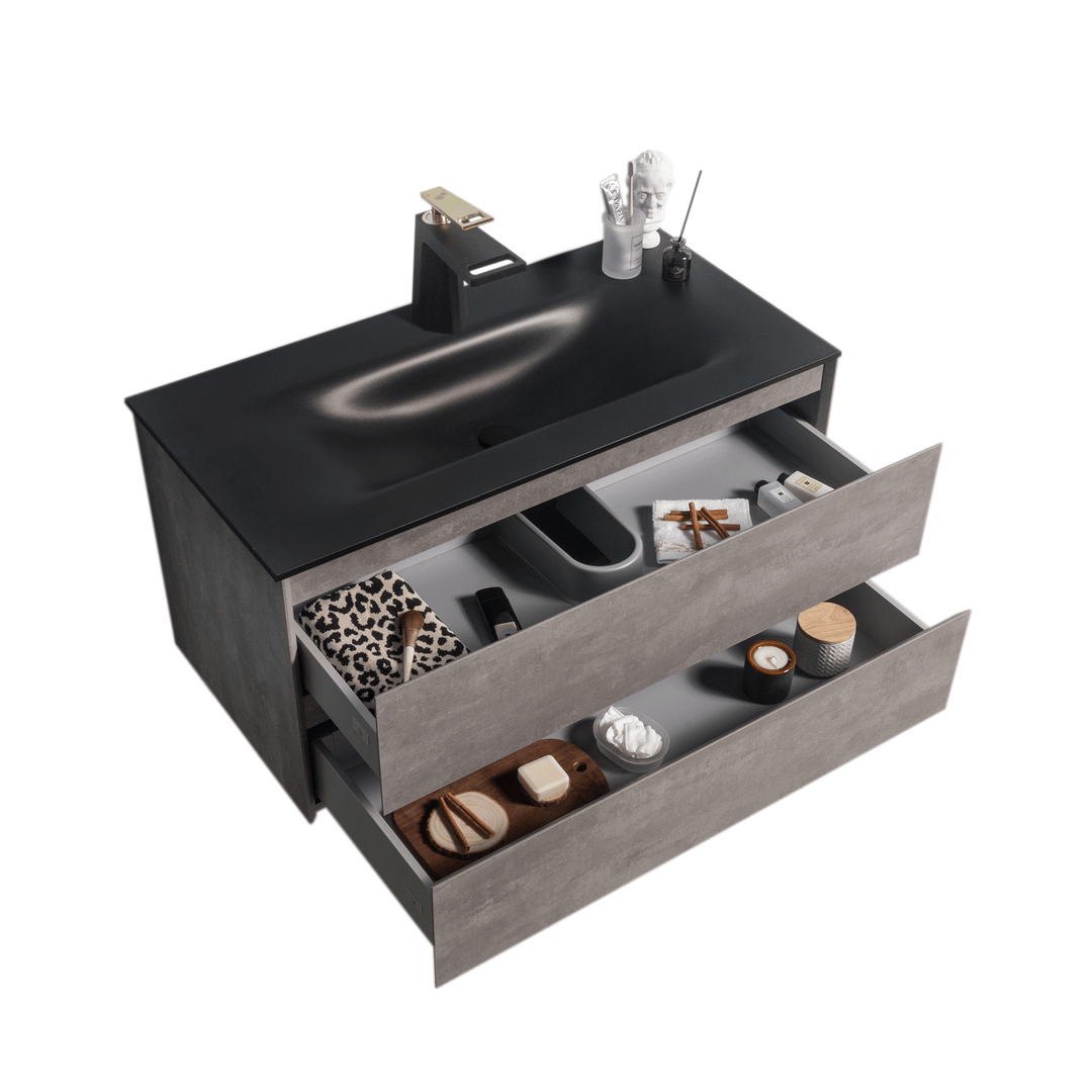 BAI 0815 Wall Hung 42-inch Bathroom Vanity in Stone Gray Finish