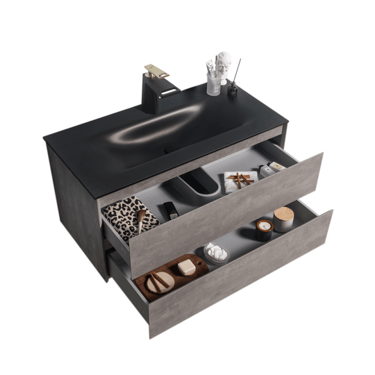 BAI 0815 Wall Hung 42-inch Bathroom Vanity in Stone Gray Finish