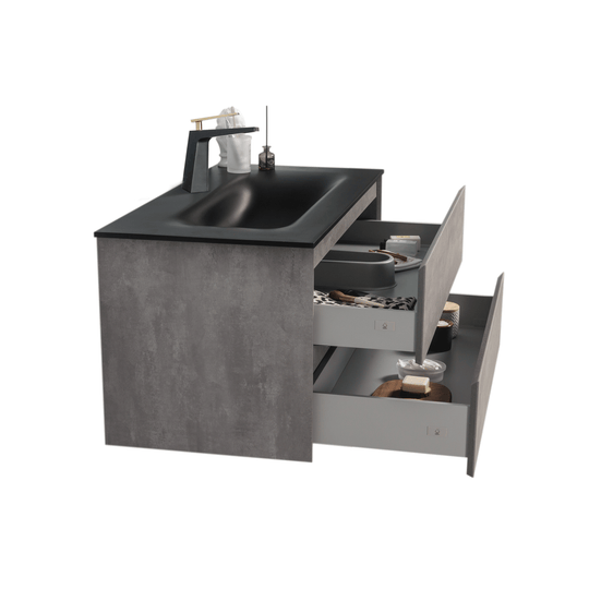 BAI 0815 Wall Hung 42-inch Bathroom Vanity in Stone Gray Finish
