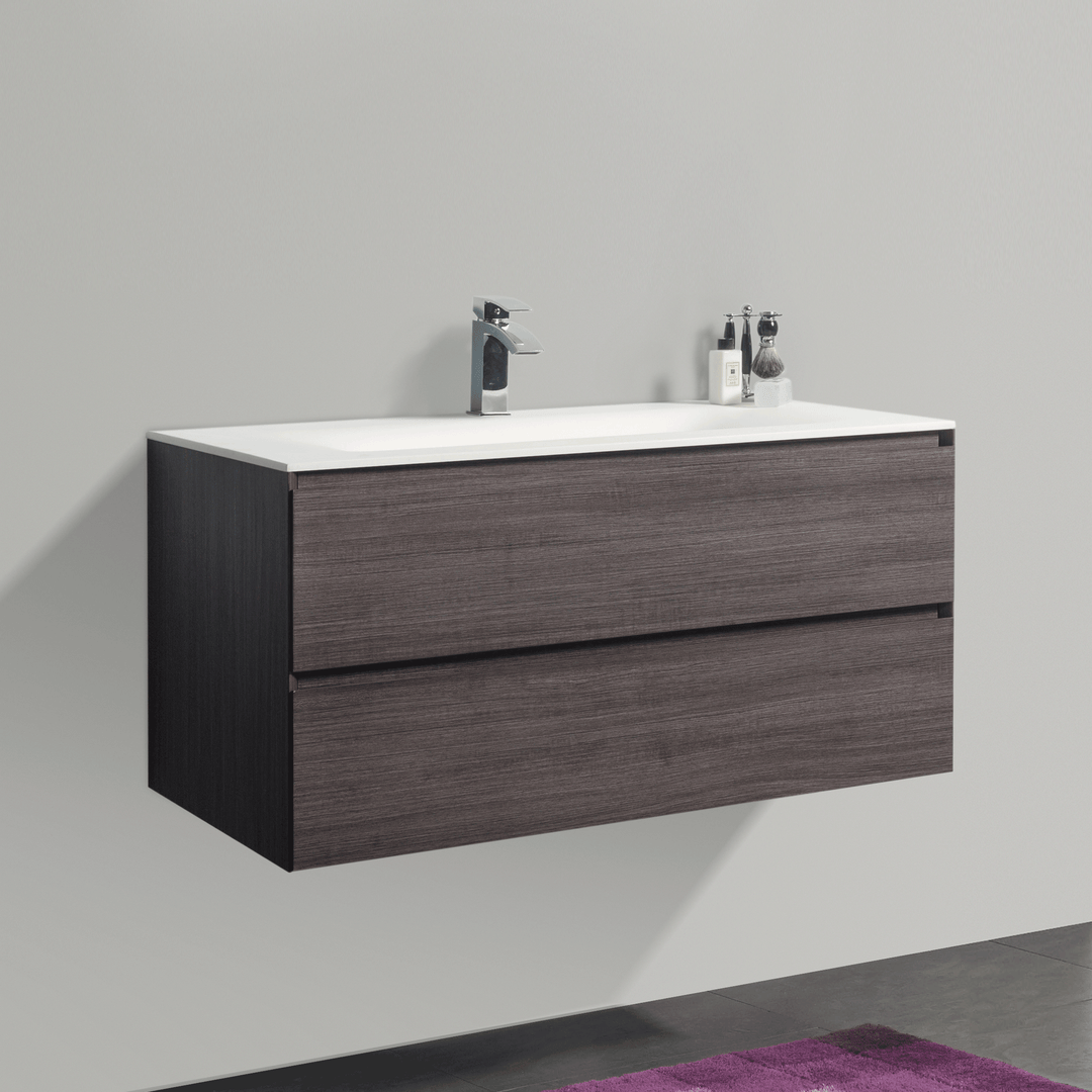 BAI 0816 Wall Hung 42-inch Bathroom Vanity in Graphite Wood Finish
