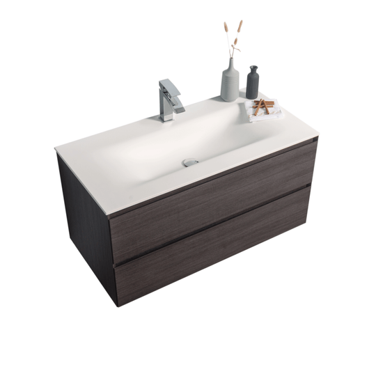 BAI 0816 Wall Hung 42-inch Bathroom Vanity in Graphite Wood Finish