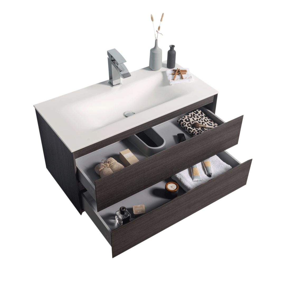 BAI 0816 Wall Hung 42-inch Bathroom Vanity in Graphite Wood Finish