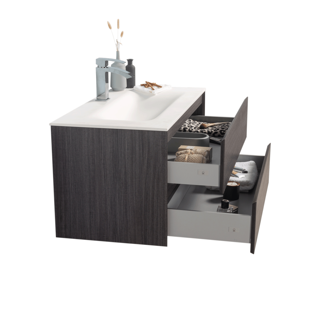 BAI 0816 Wall Hung 42-inch Bathroom Vanity in Graphite Wood Finish