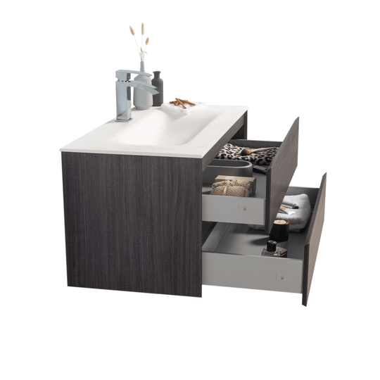 BAI 0816 Wall Hung 42-inch Bathroom Vanity in Graphite Wood Finish