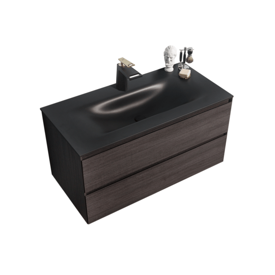 BAI 0817 Wall Hung 42-inch Bathroom Vanity in Graphite Wood Finish