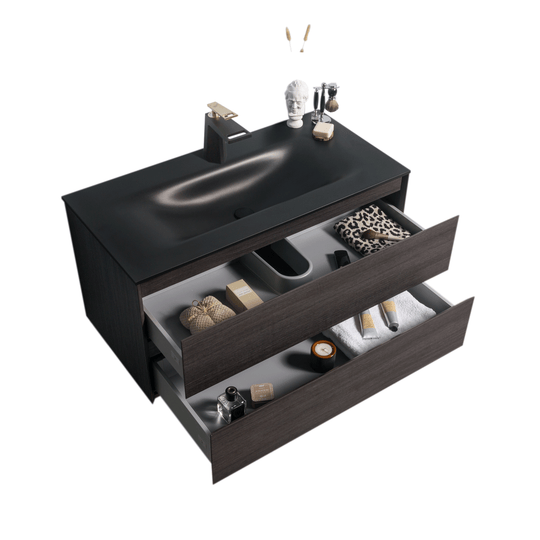 BAI 0817 Wall Hung 42-inch Bathroom Vanity in Graphite Wood Finish