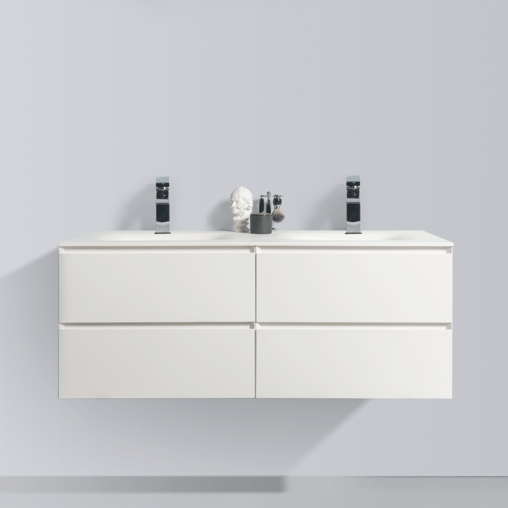 BAI 0818 Wall Hung 52-inch Bathroom Vanity in Matte White Finish