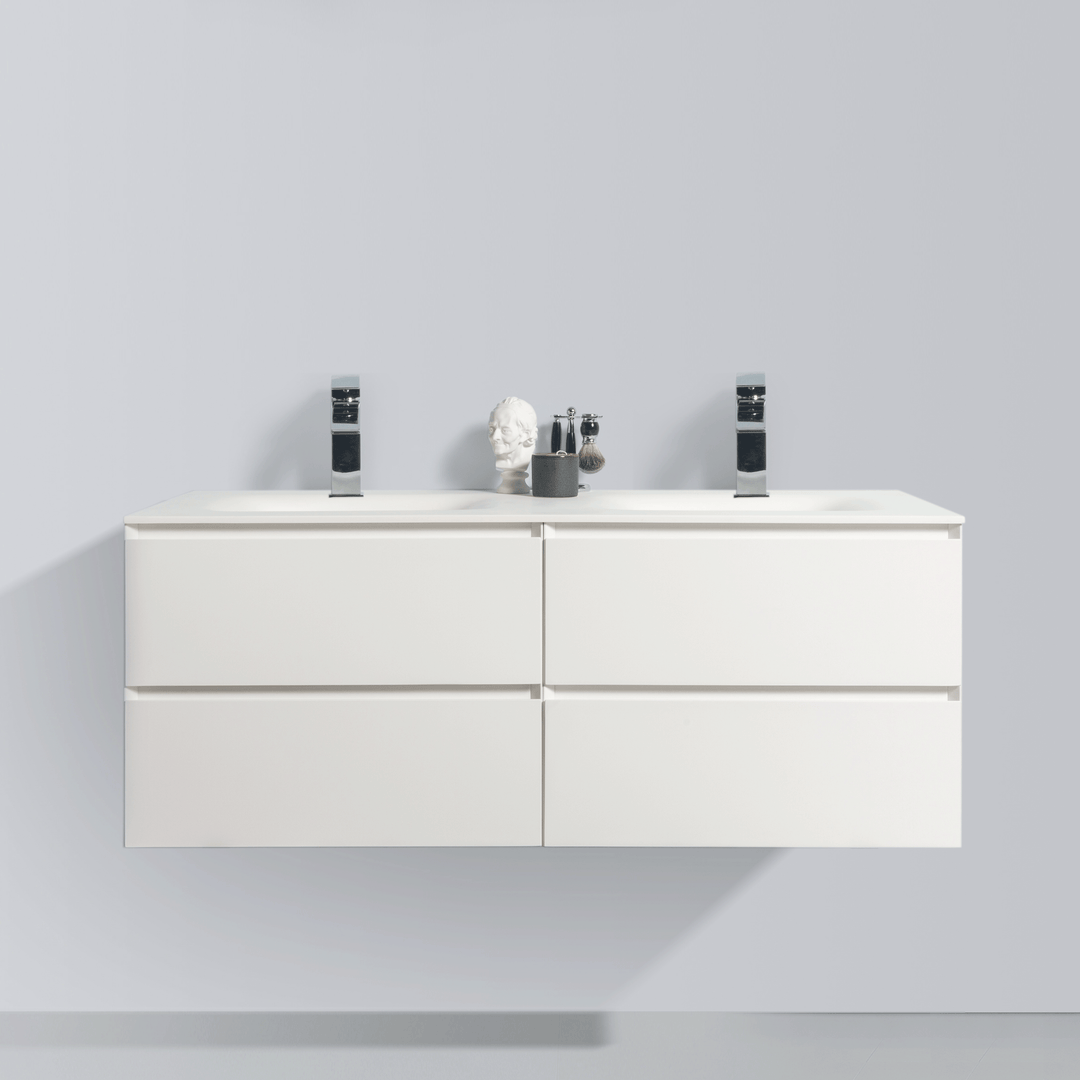 BAI 0818 Wall Hung 52-inch Bathroom Vanity in Matte White Finish