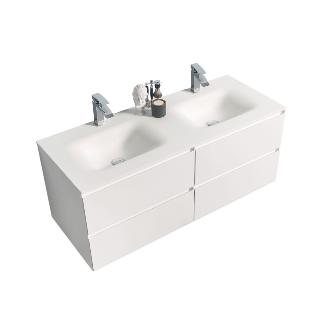 BAI 0818 Wall Hung 52-inch Bathroom Vanity in Matte White Finish