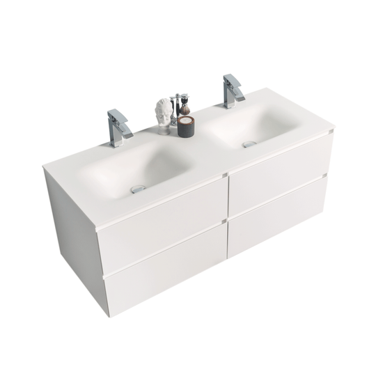BAI 0818 Wall Hung 52-inch Bathroom Vanity in Matte White Finish