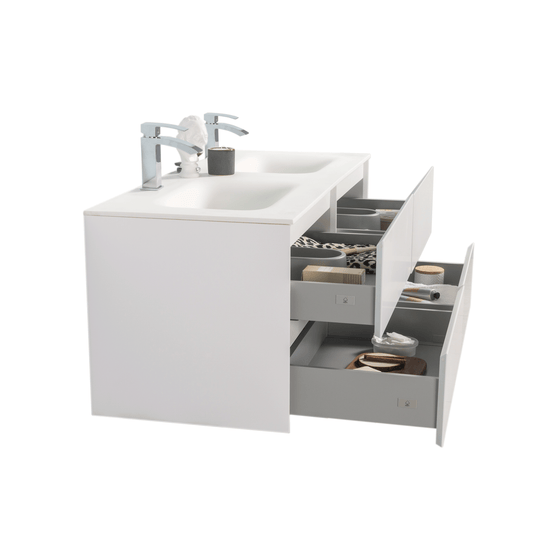 BAI 0818 Wall Hung 52-inch Bathroom Vanity in Matte White Finish