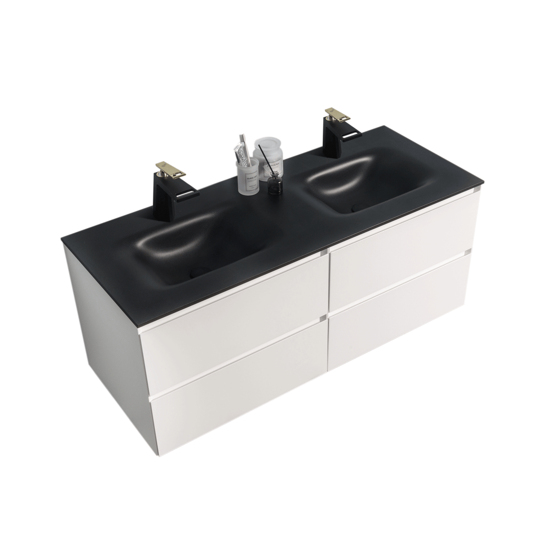 BAI 0819 Wall Hung 52-inch Bathroom Vanity in Matte White Finish