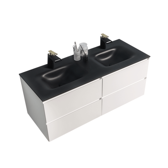 BAI 0819 Wall Hung 52-inch Bathroom Vanity in Matte White Finish