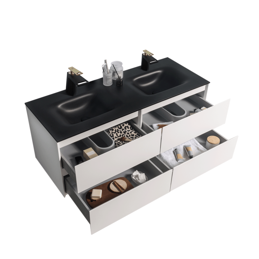 BAI 0819 Wall Hung 52-inch Bathroom Vanity in Matte White Finish