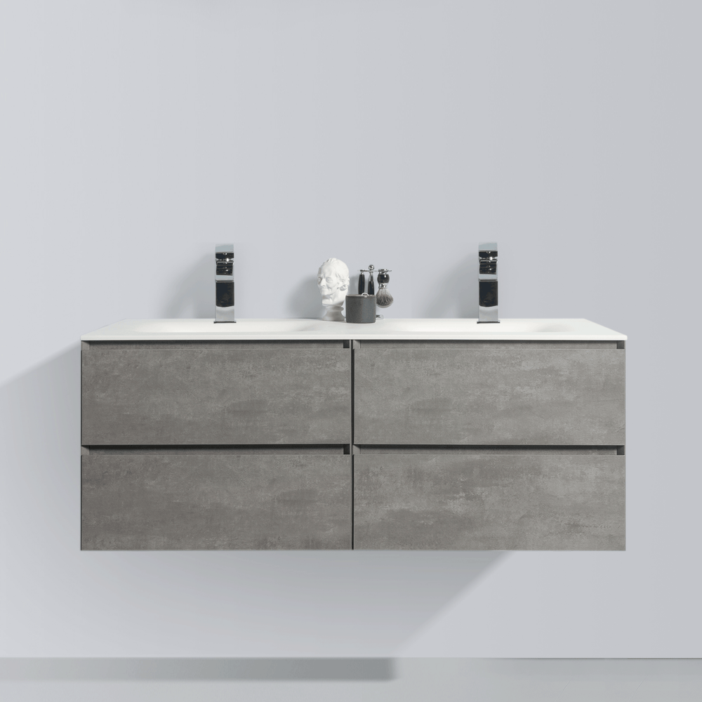 BAI 0820 Wall Hung 52-inch Bathroom Vanity in Stone Gray Finish
