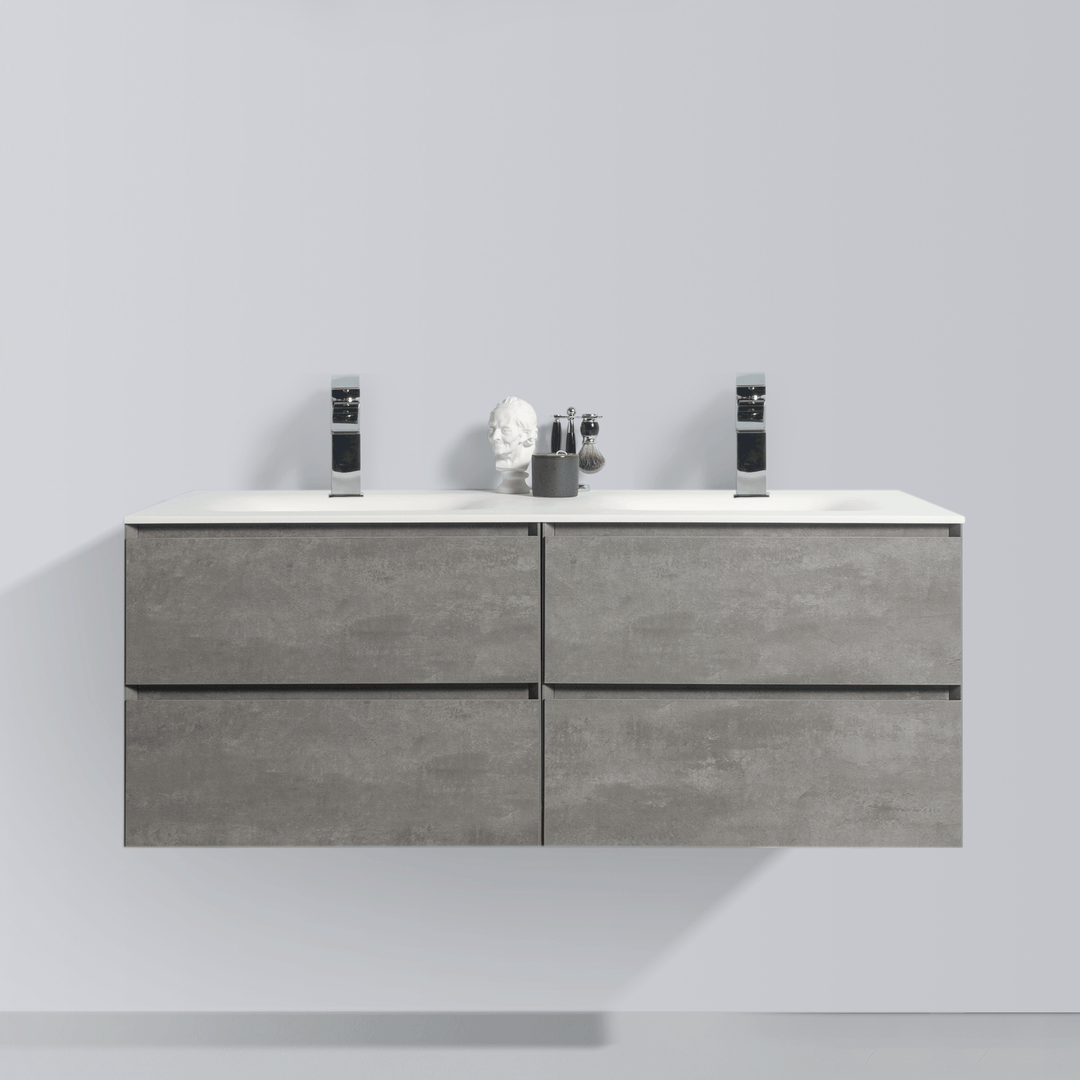 BAI 0820 Wall Hung 52-inch Bathroom Vanity in Stone Gray Finish