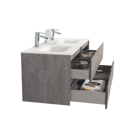 BAI 0820 Wall Hung 52-inch Bathroom Vanity in Stone Gray Finish