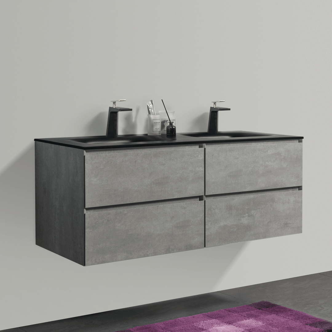 BAI 0821 Wall Hung 52-inch Bathroom Vanity in Stone Gray Finish