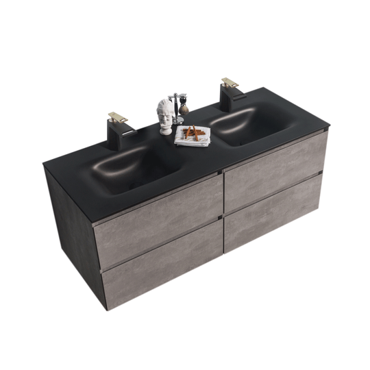 BAI 0821 Wall Hung 52-inch Bathroom Vanity in Stone Gray Finish