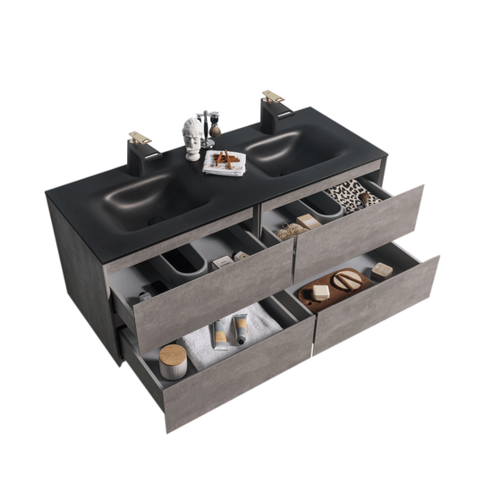 BAI 0821 Wall Hung 52-inch Bathroom Vanity in Stone Gray Finish