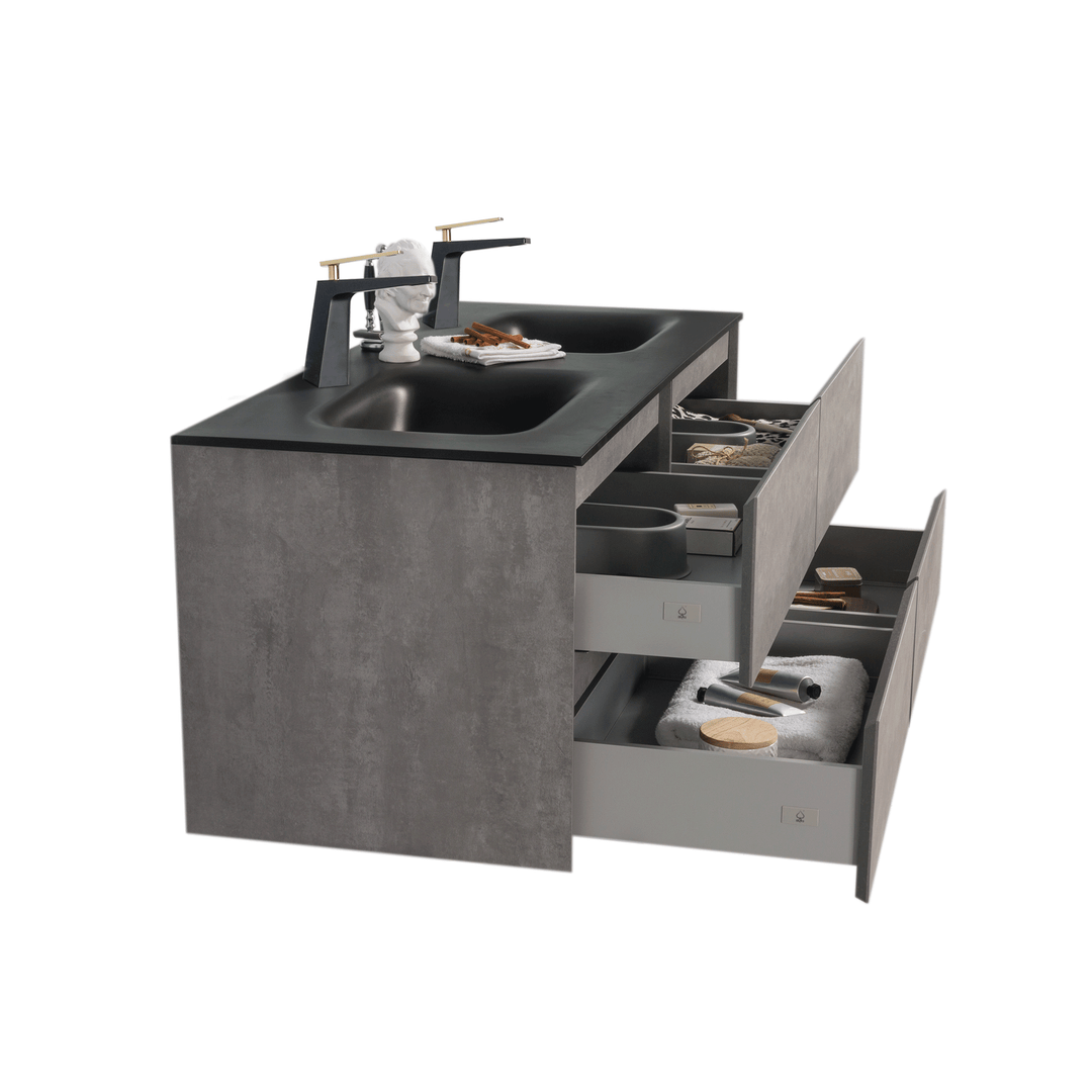 BAI 0821 Wall Hung 52-inch Bathroom Vanity in Stone Gray Finish