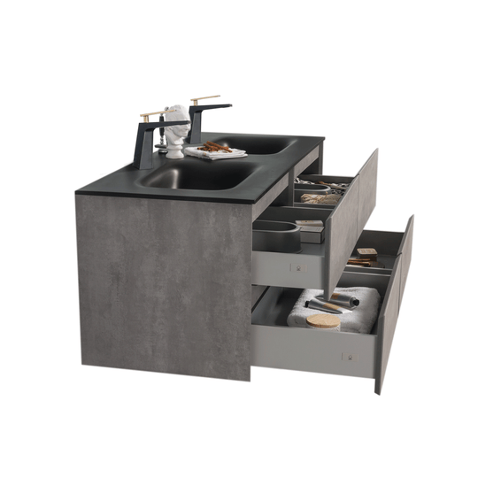BAI 0821 Wall Hung 52-inch Bathroom Vanity in Stone Gray Finish