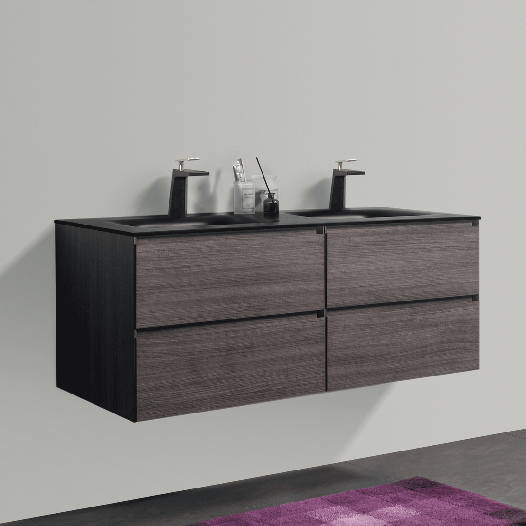 BAI 0823 Wall Hung 52-inch Bathroom Vanity in Graphite Wood Finish