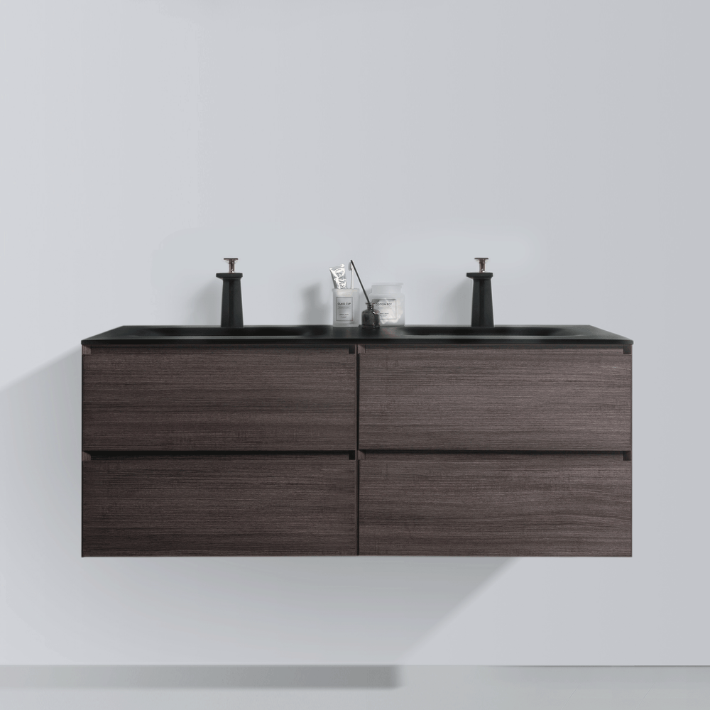 BAI 0823 Wall Hung 52-inch Bathroom Vanity in Graphite Wood Finish