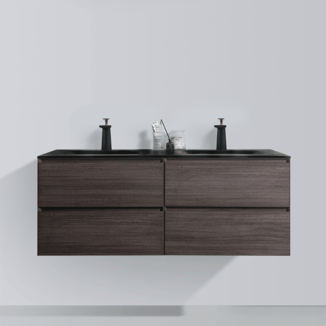 BAI 0823 Wall Hung 52-inch Bathroom Vanity in Graphite Wood Finish