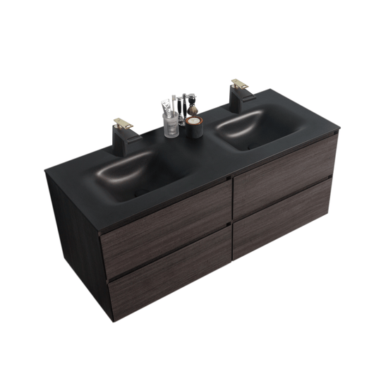 BAI 0823 Wall Hung 52-inch Bathroom Vanity in Graphite Wood Finish