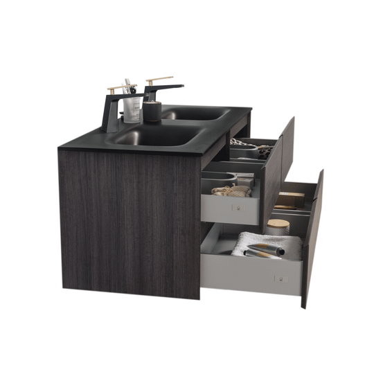 BAI 0823 Wall Hung 52-inch Bathroom Vanity in Graphite Wood Finish