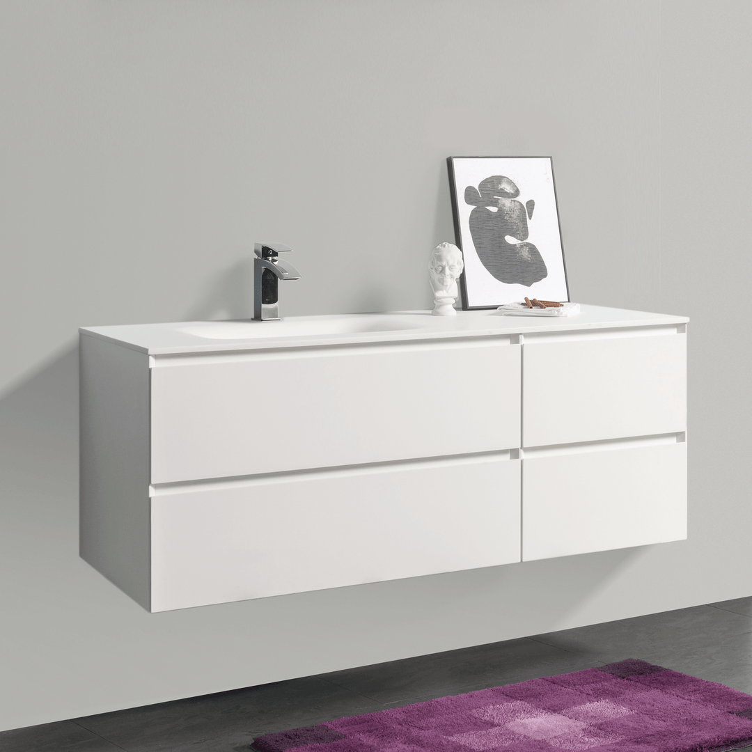 BAI 0824 Wall Hung 52-inch Bathroom Vanity in Matte White Finish